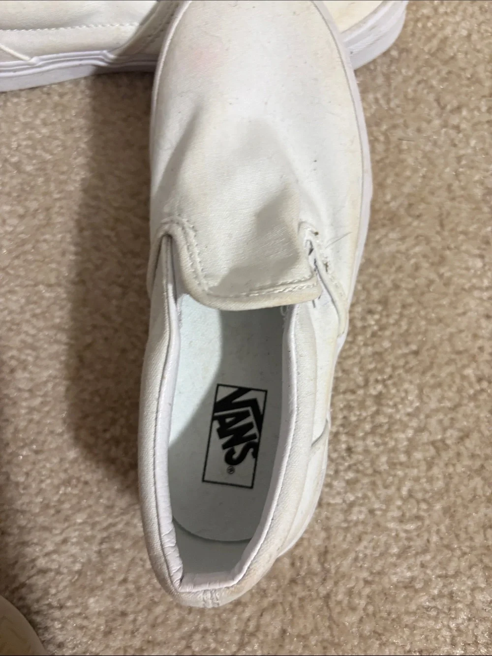 Vans Kids White Canvas Slip-On Sneakers